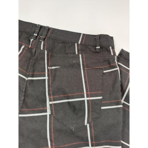Zara Trousers Womens Size US 34 Black Red Plaid High Rise Slim‎ Fit Tailored - Picture 5 of 11
